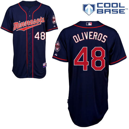 Lester Oliveros #48 Youth Baseball Jersey-Minnesota Twins Authentic 2014 ALL Star Alternate Navy Cool Base MLB Jersey